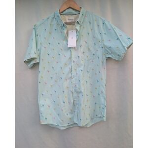 Sovereign Code Mens Medium Mint Green Flamingo Tropical Short Sleeve NWT